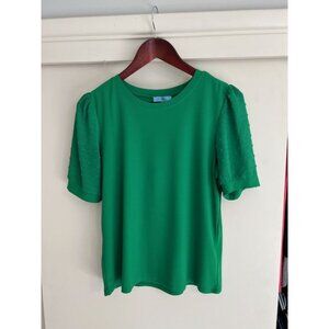 Cece Puff Sleeve Mixed Media Top